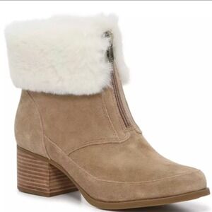 Koolaburra by UGG Daianna Faux Fur Block Heel Ankle Booties Front Zip NWOB - 6.5